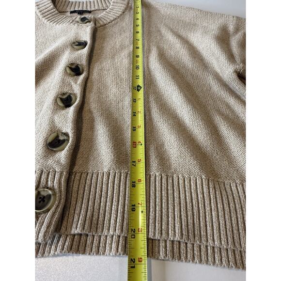 Quince 100% Organic Cotton Cropped Cardigan Womens Sz L Cement Tan Minimalist - Picture 8 of 11